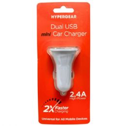 50 pieces Hypergear White Dual Usb 2.4a Rubberized Vehicle Charger - Chargers & Adapters
