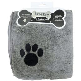 12 pieces of Bone Dry Embroidered Gray Microfiber Pet Robe With Adjustable Closure