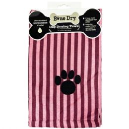 12 pieces of Bone Dry Pet Grooming Microfiber Towel In Cranberry Striped Collection