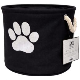 12 pieces of Bone Dry Polyester Round Pet Bin Size Small In Black With Paw Design