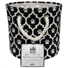 12 pieces of Bone Dry Polyester Round Pet Bin Size Small In Black With Lattice Paw Design