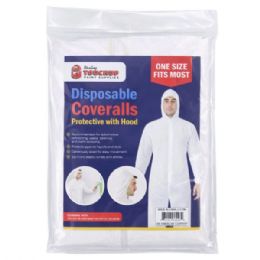 12 pieces Protective Disposable Coveralls With Hood - Umbrellas & Rain Gear