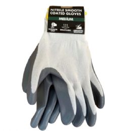 24 Wholesale Durable Nitrile Coated Safety Work Gloves Medium Size