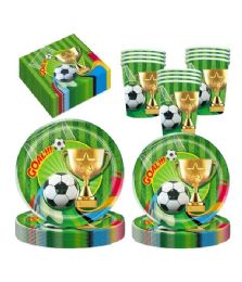 144 Pieces Football Tableware Set 7-inch 9-inch Plates 9oz Cups And Napkins - Party Paper Goods