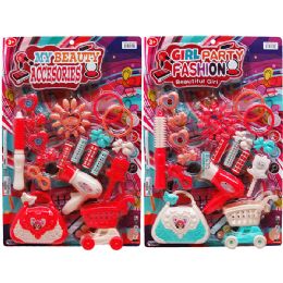 24 Sets 28pc Beauty Set Set On Blister Card, 2 Assrt Clrs - Light Up Toys