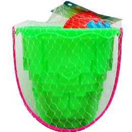 36 Sets 5" Beach Bucket With 3pc Accss In Pegable Net Bag - Beach Toys