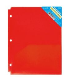 48 Pieces of 2-Pocket Poly Portfolio Translucent Red