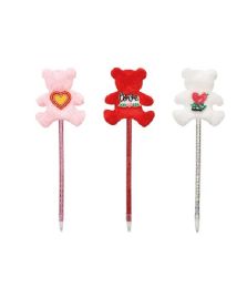 192 Pieces Valentine's Day Ballpen with Bear Red White and Pink - Valentine Decorations