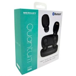 6 pieces of Quantum True Wireless Bluetooth Earbuds With Power Charging Case In Black