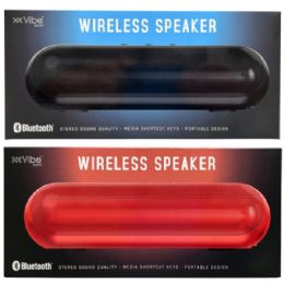 6 pieces Vibe Wireless Pill Shaped Stereo Sound Bluetooth Speaker Assorted Black And Red - Speakers and Microphones