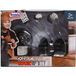 8 Sets 7pc Metal Kitchen Play Set In Window Box - Kitchen Utensils