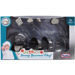 6 Sets 10pc Metal Kitchen Play Set In Window Box - Kitchen Utensils