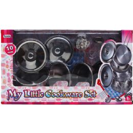 6 Sets 10pc Metal Kitchen Play Set In Window Box - Kitchen Utensils