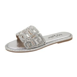 12 pieces Womenâ S Rhinestone Greek Key Slide Sandal 12 P/c.... (6-10) - Women's Sandals