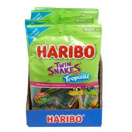 20 pieces of Haribo Limited Edition Twin Snakes Tropical 8 Oz Peg Bag In Counter Display