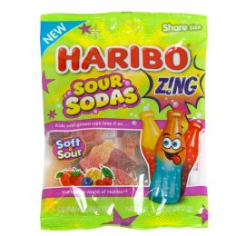 24 pieces of Haribo Sour Sodas 3.6 Oz Peg Bag