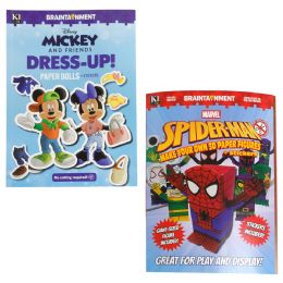 48 pieces Mickey Dress Up Paper Dolls + Spiderman 3d Paper Figures In Floor Display - Coloring & Activity Books