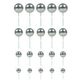 72 pieces Foam Ball Cake Toppers 20pc/bag - Silver - Baking Supplies
