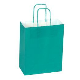 24 pieces Paper Bags With Handles For Favors & Gifts 6-inch 12pc - Aqua - Favor Bags & Boxes