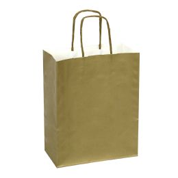 24 pieces Paper Bags With Handles For Favors & Gifts 6-inch 12pc - Gold - Favor Bags & Boxes