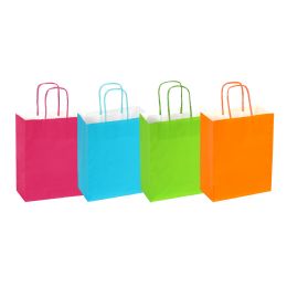 24 pieces Paper Bags With Handles For Favors & Gifts 6-inch 12pc - Mix Color - Favor Bags & Boxes