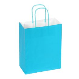 24 pieces Paper Bags With Handles For Favors & Gifts 6-inch 12pc - Turquoise - Favor Bags & Boxes
