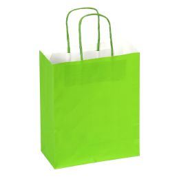 24 pieces Paper Bags With Handles For Favors & Gifts 10-inch 12pc - Apple Green - Favor Bags & Boxes