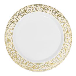 72 pieces Deluxe Plate With Hot Stamping Edge 7" 4pc/pack - Gold - Disposable Plates & Bowls