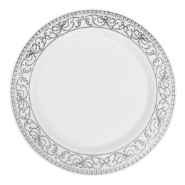 72 pieces Deluxe Plate With Hot Stamping Edge 7" 4pc/pack - Silver - Disposable Plates & Bowls