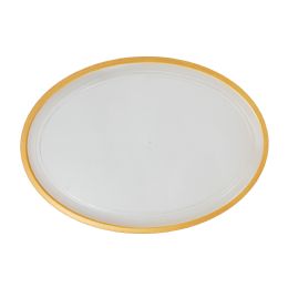 30 pieces Clear Oval Plastic Tray With Gold Rim 15-inch X 10-inch - Gold - Serving Trays