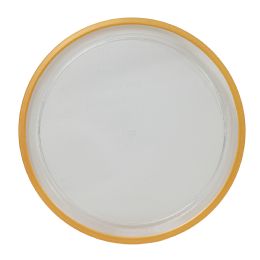 30 pieces Clear Round Plastic Tray With Gold Rim 12-inch - Gold - Serving Trays