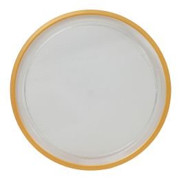 30 pieces Clear Round Plastic Tray With Gold Rim 14-inch - Gold - Serving Trays