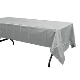 48 pieces Plastic Foil Table Cover 54" X 108" - Matte Silver - Table Cloth