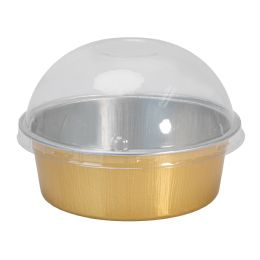 20 pieces 5oz Round Aluminum Baking Cup With Dome Lid 50pc - Gold - Baking Supplies