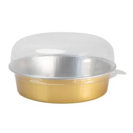 20 pieces 7.5oz Round Aluminum Baking Cup With Dome Lid 50pc - Gold - Aluminum Pans