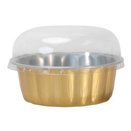 20 pieces 8oz Round Aluminum Baking Cup With Dome Lid 50pc - Gold - Aluminum Pans
