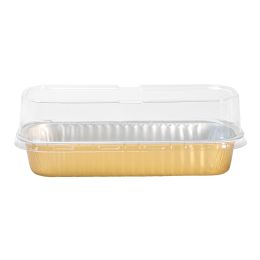 20 pieces 7oz Rectangle Aluminum Baking Cup With Low Flat Lid 50pc - Gold - Aluminum Pans