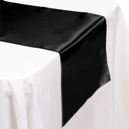 48 pieces Satin Table Runner 14-inch X 108-inch - Black - Table Runner