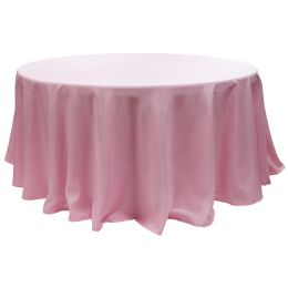 12 pieces Value Round Polyester Table Cover 120" - Pink - Table Cloth
