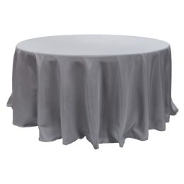 12 pieces Value Round Polyester Table Cover 120" - Silver - Table Cloth