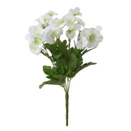 36 Wholesale Artificial 5 Head Pansy Bouquet 17" - White