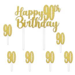 144 pieces of Happy  90th  Birthday Cake Topper