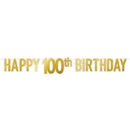 144 pieces of Foil Happy  100th  Birthday Streamer