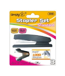 72 Wholesale Standard Stapler with Remover and 1000-Piece Staples Black