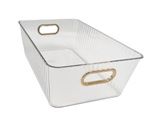 24 Pieces Plastic Multipurpose Storage Bin Pet W/gold,silv Handle Large - Organizer