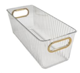 24 Pieces Plastic Multipurpose Storage Bin Pet W/gold,silv Handle Narrow - Organizer