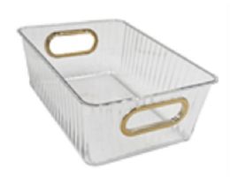 48 Pieces Plastic Multipurpose Storage Bin Pet W/gold,silv Handle Small - Organizer