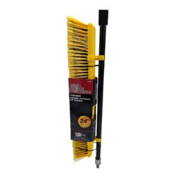 6 of Push Broom 24" Head Width W/ 58"handle Red/blk