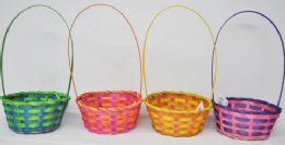 36 Pieces 8" Easter Bamboo Basket Asst Colors - Easter