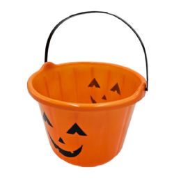 24 Pieces Halloween Candy Pail W/ Face & Blk Handle - Halloween